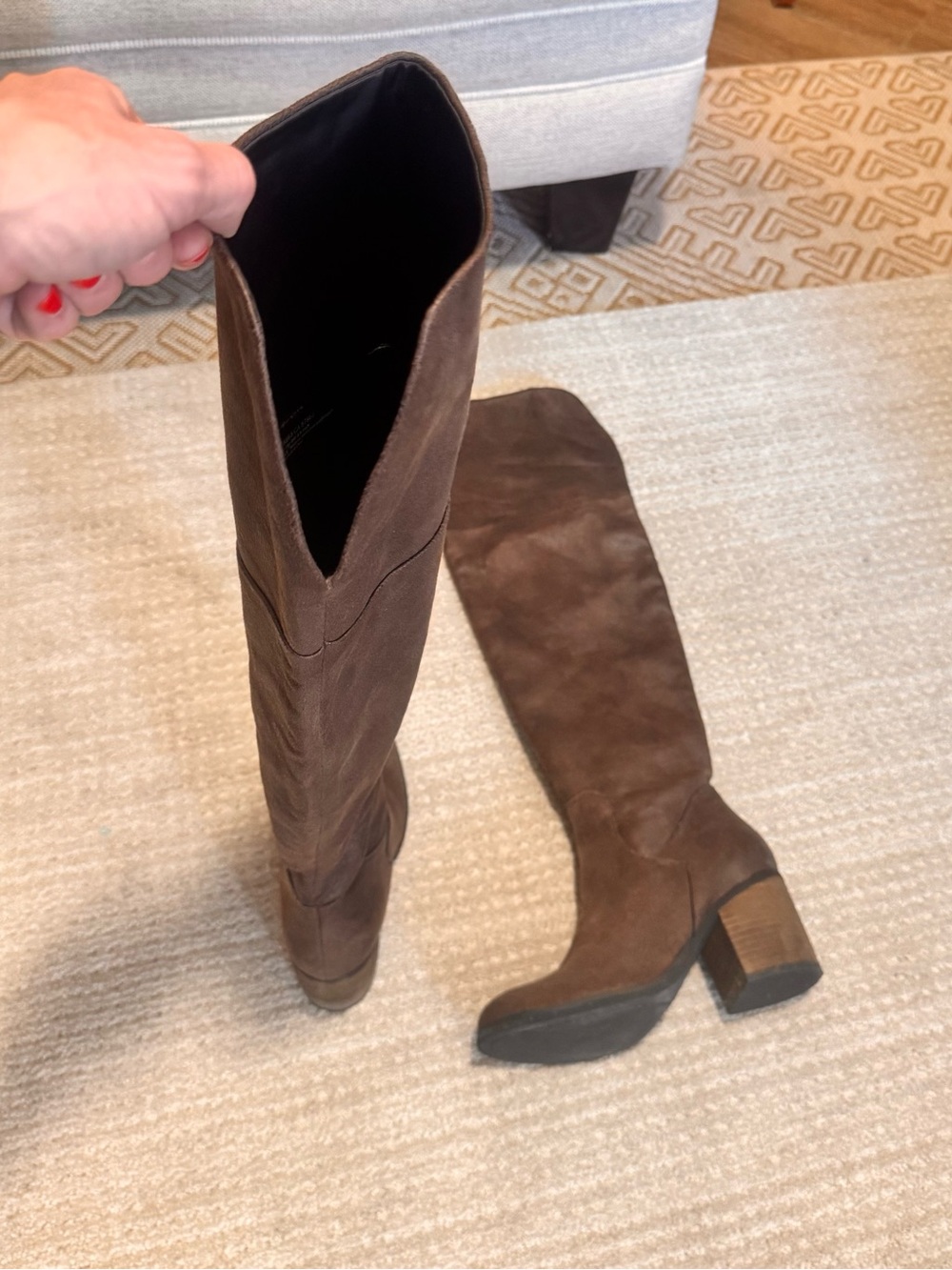 HINGE Canton Brown Over the Knee Boots - Women's Mid Block Heel 7.5